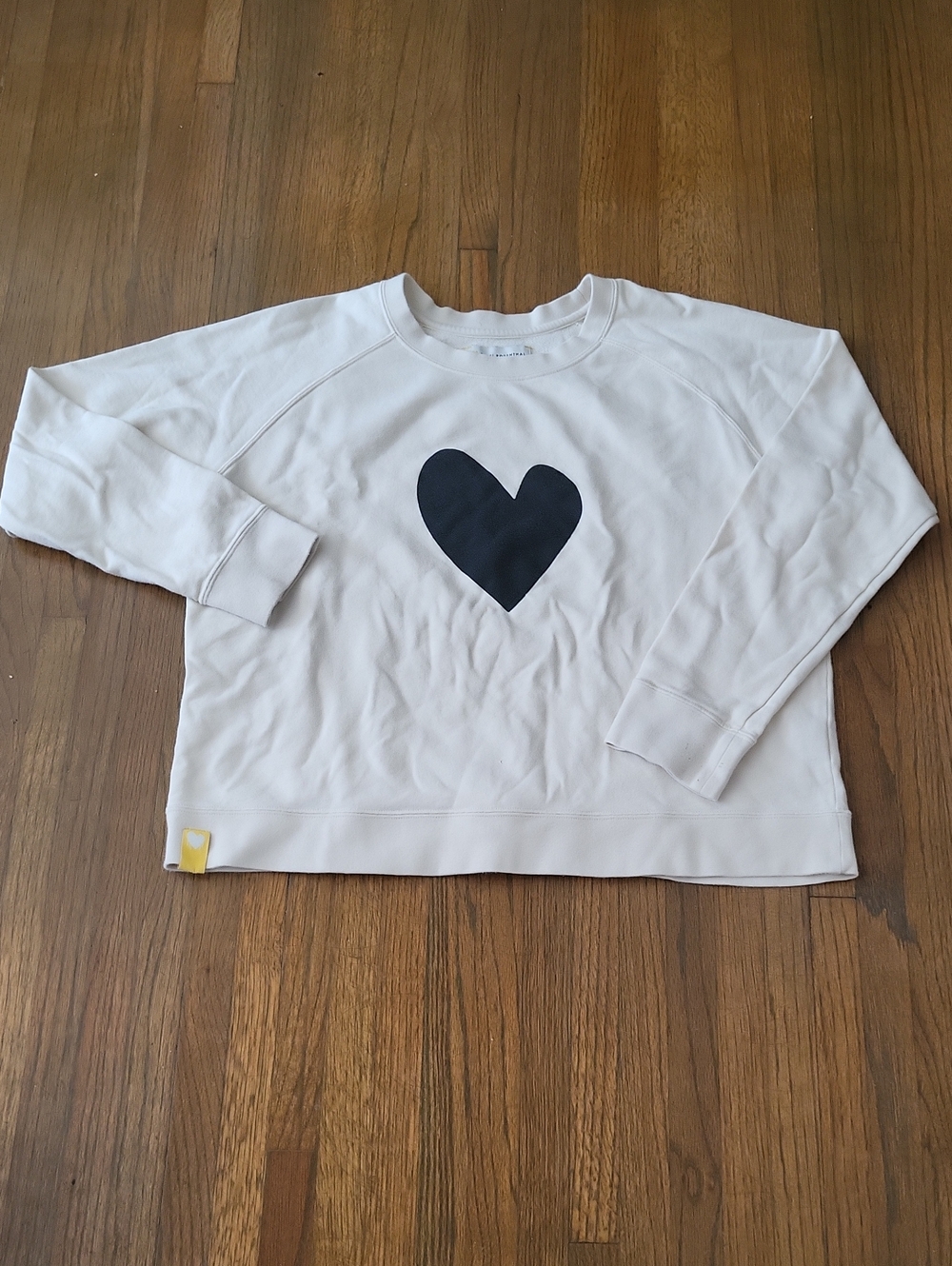 Kerri Rosenthal Cream Sweatshirt with Black Heart Graphic